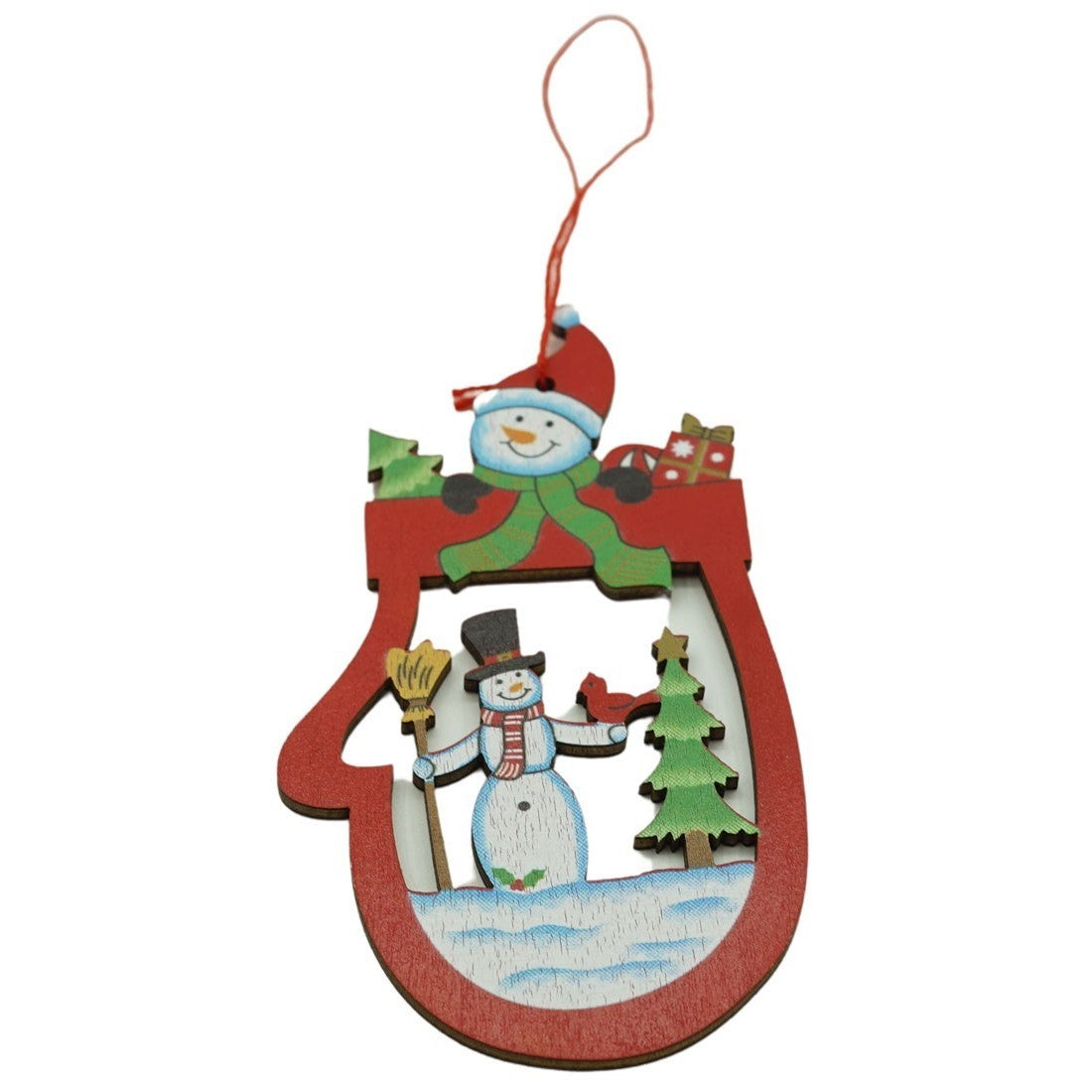 Ornament de brad oameni de zapada, Klevo, multicolor, lemn, 10 cm