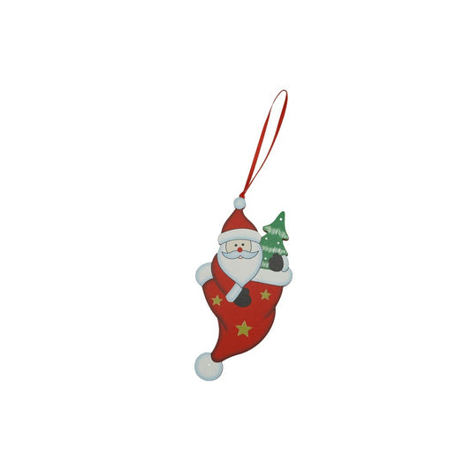 Ornament de brad om de zapada in ciorap, Klevo, rosu, lemn, 14 cm