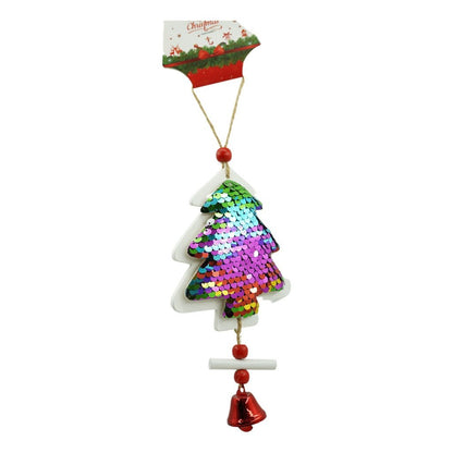Ornament de brad pom de craciun din paiete, Klevo, multicolor, lemn, 18 cm