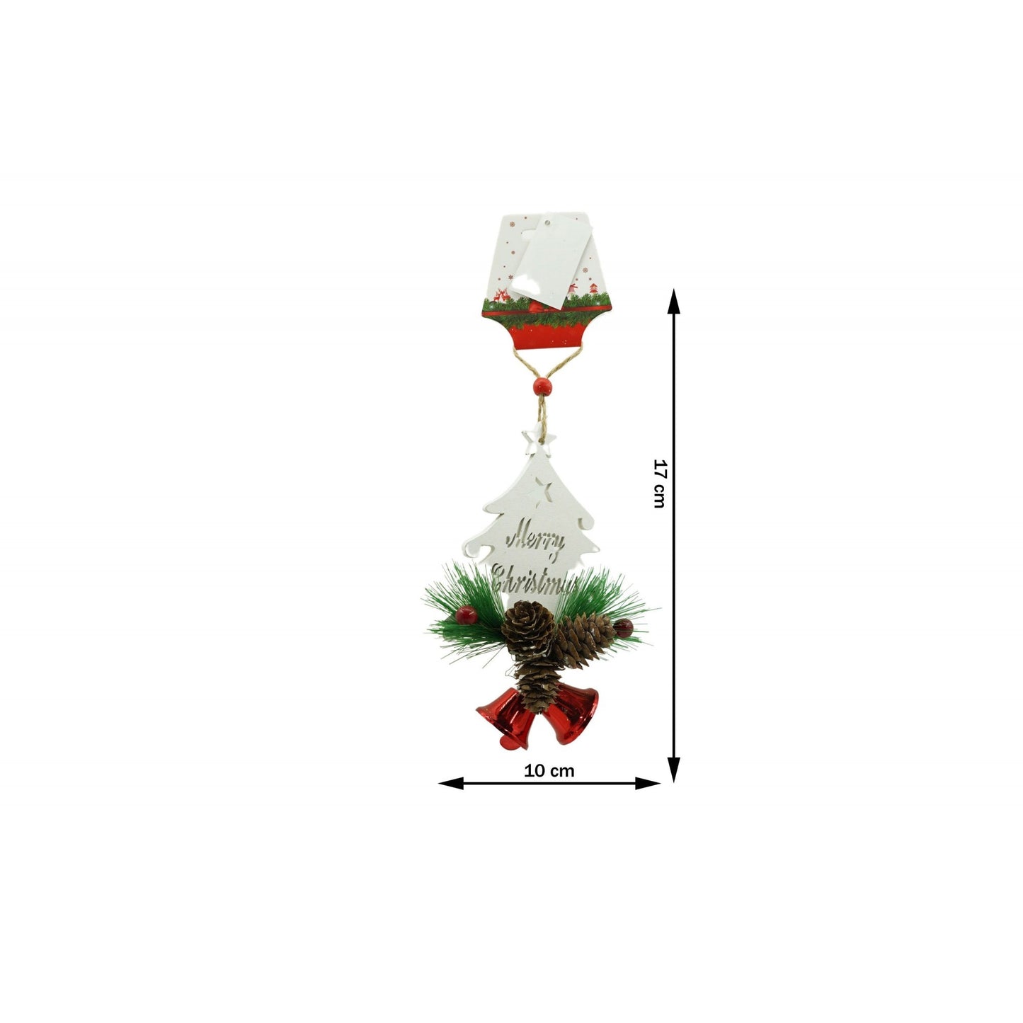 Ornament de brad pom de craciun, Klevo, alb, lemn, 17 cm