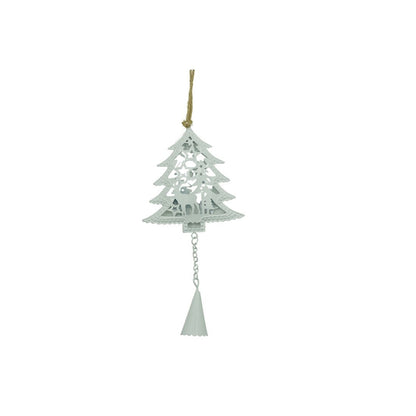 Ornament de brad pom de craciun, Klevo, alb, metal, 20 cm