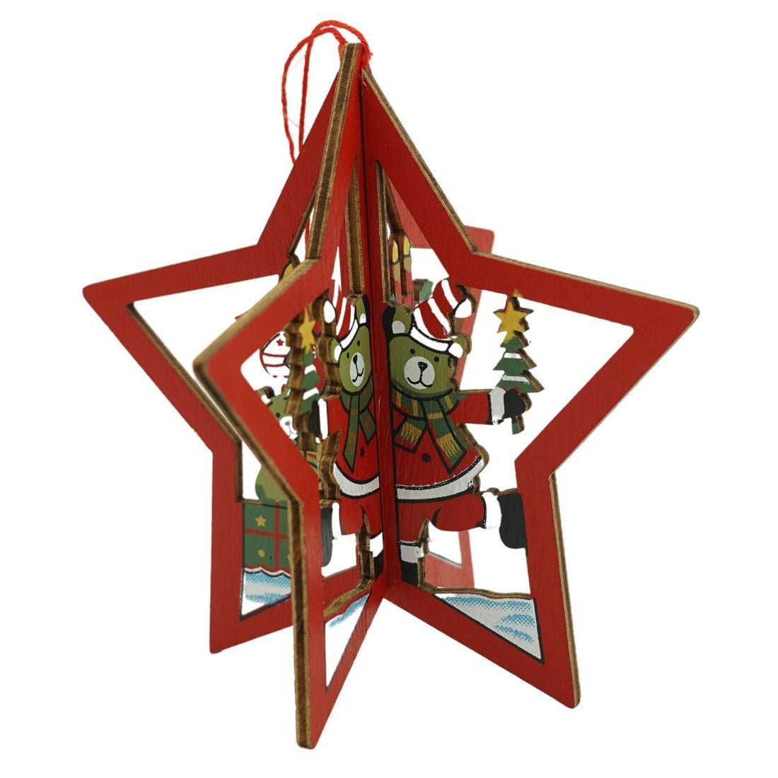 Ornament de brad stea, Klevo, multicolor, lemn, 10.5x9.5 cm