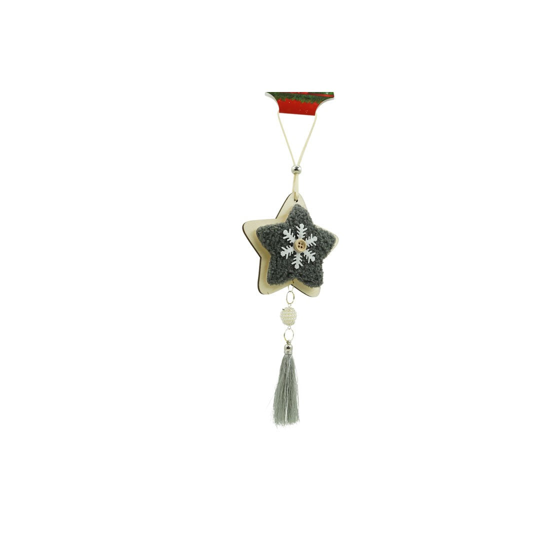 Ornament de brad stea, Klevo, negru, lemn/textil, 25 cm