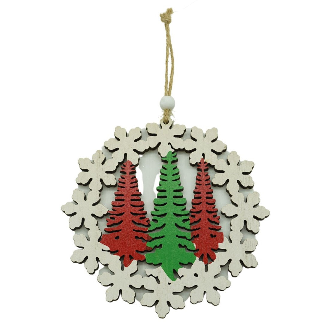 Ornament de brad trei brazi, Klevo, multicolor, lemn, 12 cm