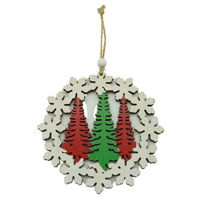 Ornament de brad trei brazi, Klevo, multicolor, lemn, 12 cm