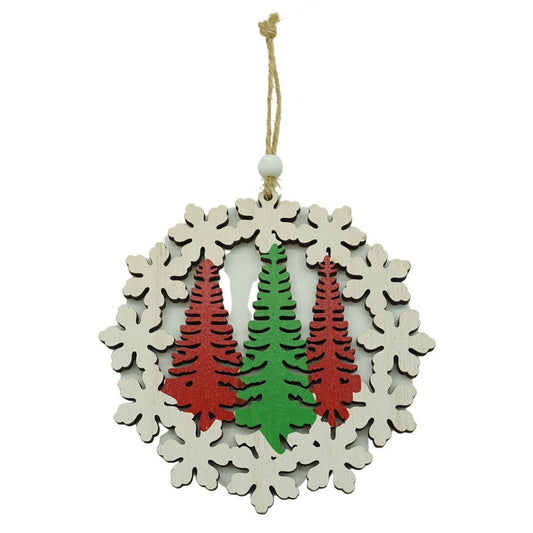 Ornament de brad trei brazi, Klevo, multicolor, lemn, 12 cm