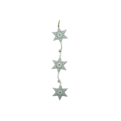 Ornament de brad trei fulgi de nea, Klevo, alb, metal, 30 cm