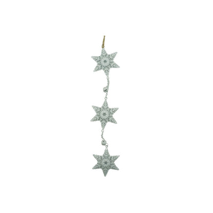 Ornament de brad trei fulgi de nea, Klevo, alb, metal, 30 cm