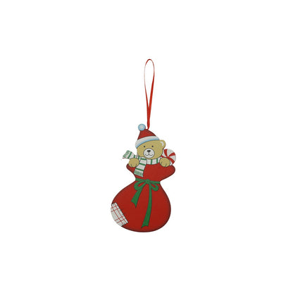 Ornament de brad ursulet, Klevo, rosu, lemn, 14 cm