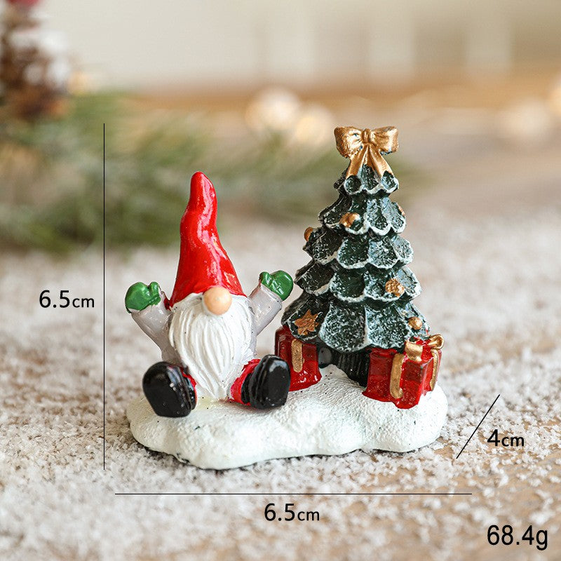 Ornament de Craciun din Rasina pentru Decor, Klevo, Model Mss Craciun cu Brad, Decoratiune de Birou pentru Craciun, 6.5 x 6.5 x 4 cm, Rosu Alb Verde