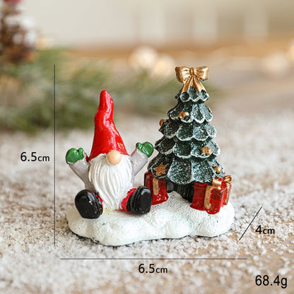 Ornament de Craciun din Rasina pentru Decor, Klevo, Model Mss Craciun cu Brad, Decoratiune de Birou pentru Craciun, 6.5 x 6.5 x 4 cm, Rosu Alb Verde