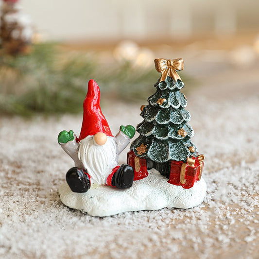 Ornament de Craciun din Rasina pentru Decor, Klevo, Model Mss Craciun cu Brad, Decoratiune de Birou pentru Craciun, 6.5 x 6.5 x 4 cm, Rosu Alb Verde