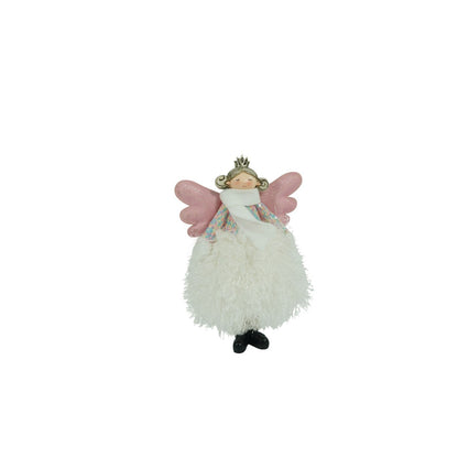 Ornament de Craciun ingeras, Klevo, alb, textil, 26 cm
