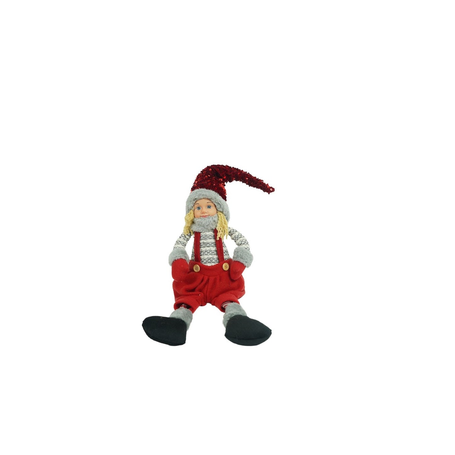 Ornament de Craciun papusa, Klevo, rosu/gri, textil, 62 cm
