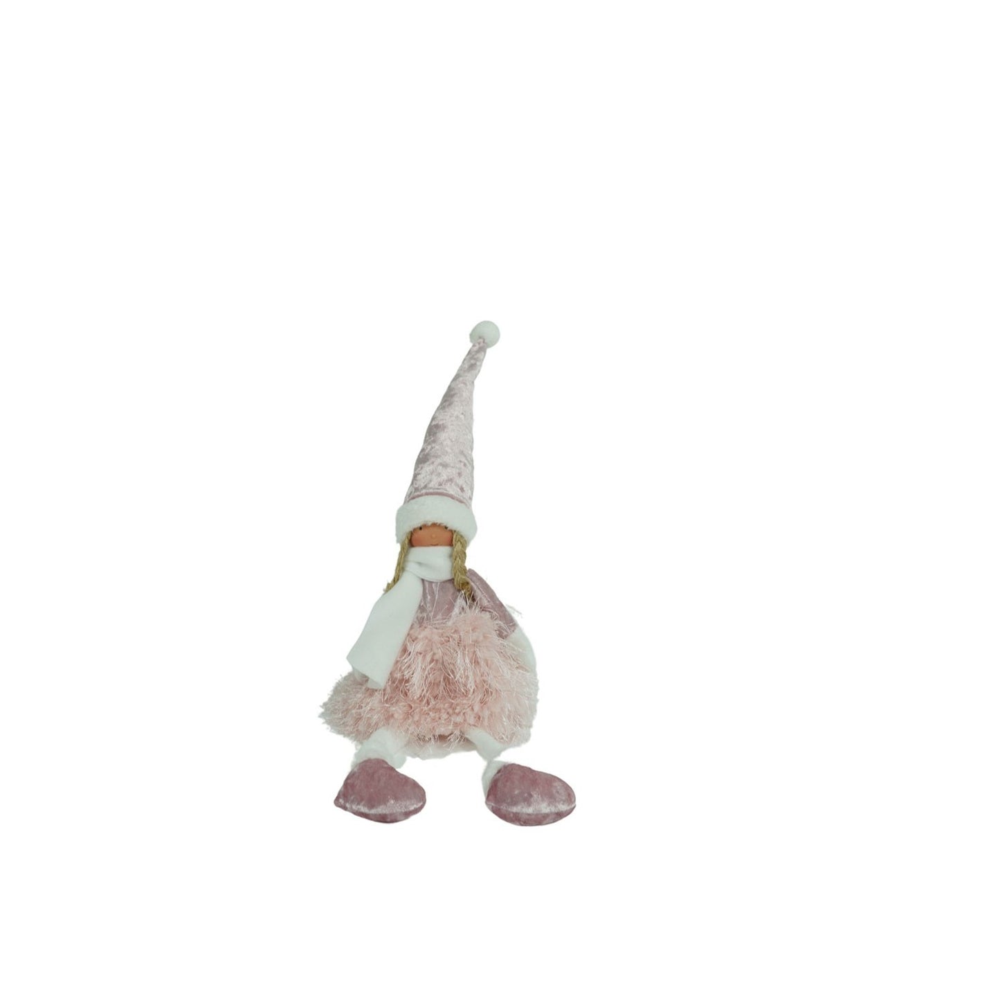 Ornament de Craciun papusa, Klevo, roz/alb, textil, 50 cm
