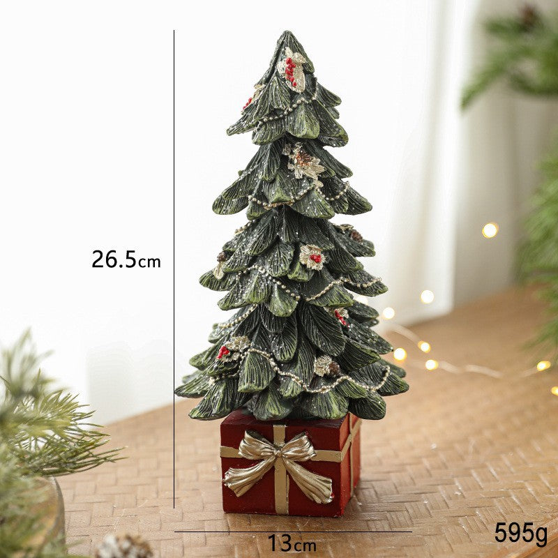 Ornament Decoratiune de Craciun, Klevo, Decoratiune Mica pentru Craciun din Rasina, Model Brad Impodobit cu Cadouri, 26.5 x 13 x 13 cm, Verde