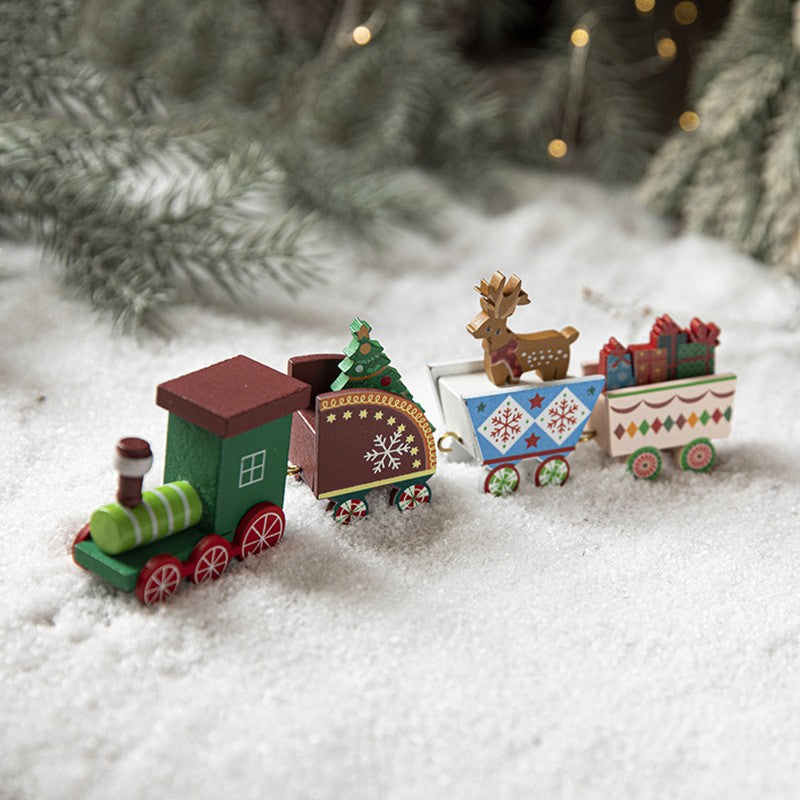 Ornament Decoratiune de Craciun Tren Pictat, Klevo, Tip Ornament Jucarie de Decor pentru Craciun, din Lemn 20 cm, Tren Figurina de Craciun, Multicolor
