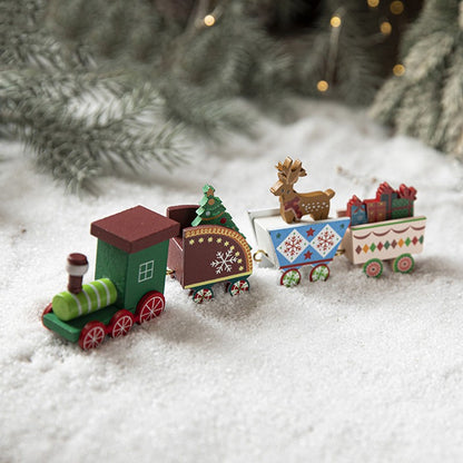 Ornament Decoratiune de Craciun Tren Pictat, Klevo, Tip Ornament Jucarie de Decor pentru Craciun, din Lemn 20 cm, Tren Figurina de Craciun, Multicolor