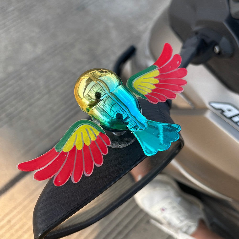 Ornament Decorativ Auto, Klevo, Model Pasare Zburatoare pentru Moto/Auto, din plastic Rezistent, 14.5 x 8 x 5 cm, Verde/Multicolor