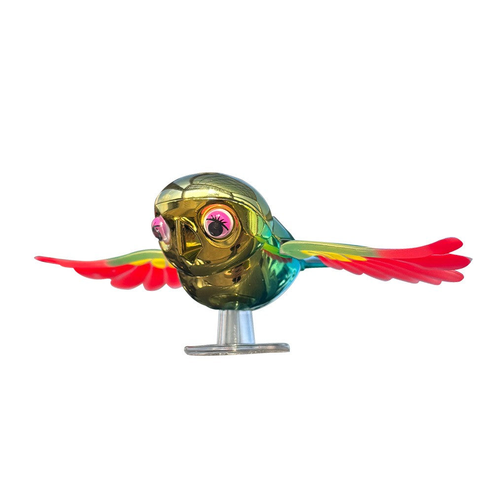 Ornament Decorativ Auto, Klevo, Model Pasare Zburatoare pentru Moto/Auto, din plastic Rezistent, 14.5 x 8 x 5 cm, Verde/Multicolor