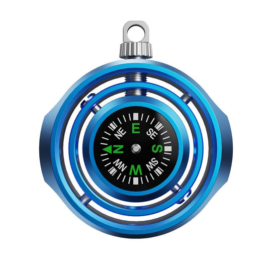 Fidget Spinner Busola Palm, Klevo, Tip Giroscop Rotativ, Model Pandativ / Breloc, Antistress, Aliaj Zinc, 48x42x12 mm, 21 gr, Albastru