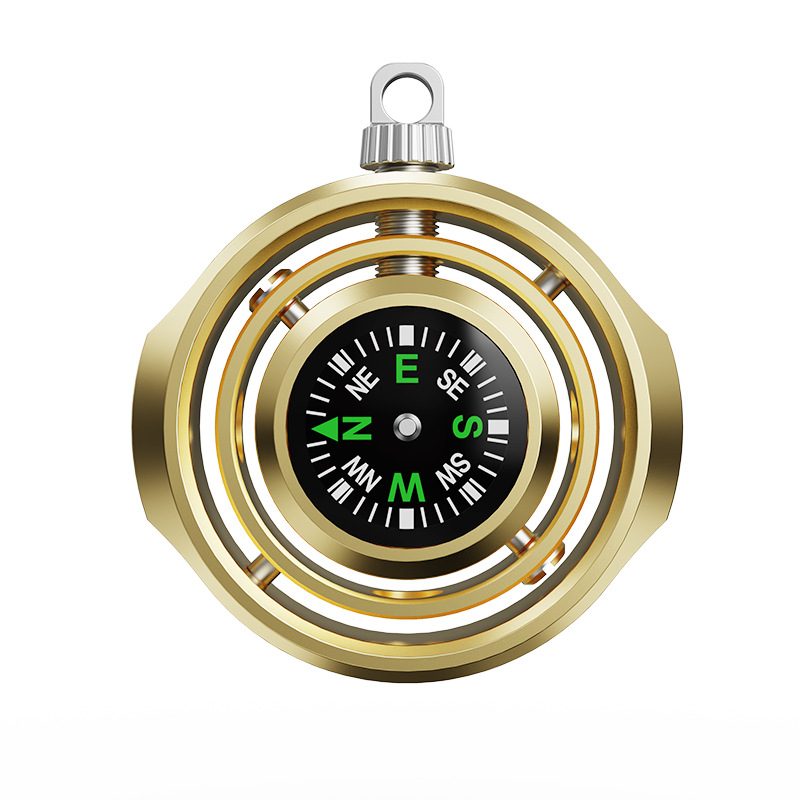 Fidget Spinner Busola Palm, Klevo, Tip Giroscop Rotativ, Model Pandativ / Breloc, Antistress, Aliaj Zinc, 48x42x12 mm, 21 gr, Auriu