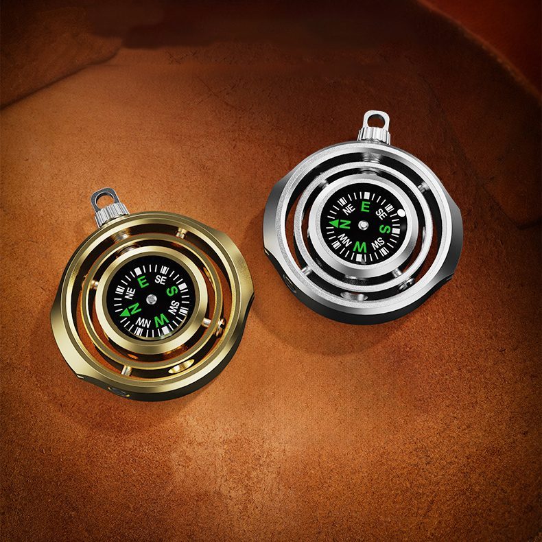 Fidget Spinner Busola Palm, Klevo, Tip Giroscop Rotativ, Model Pandativ / Breloc, Antistress, Aliaj Zinc, 48x42x12 mm, 21 gr, Auriu