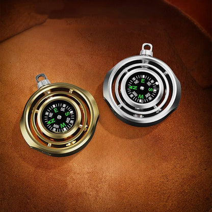 Fidget Spinner Busola Palm, Klevo, Tip Giroscop Rotativ, Model Pandativ / Breloc, Antistress, Aliaj Zinc, 48x42x12 mm, 21 gr, Auriu