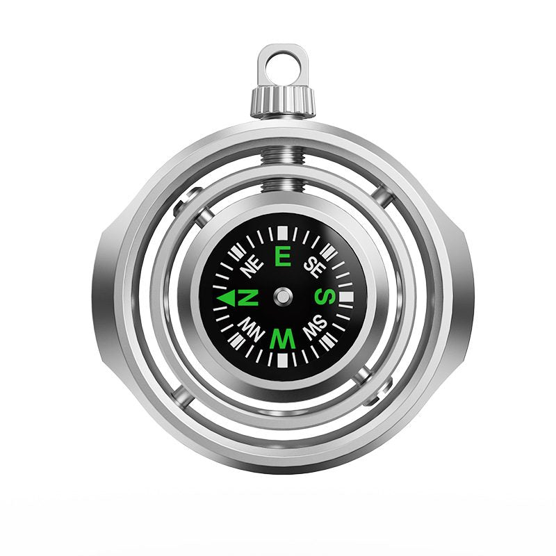 Fidget Spinner Busola Palm, Klevo, Tip Giroscop Rotativ, Model Pandativ / Breloc, Antistress, Aliaj Zinc, 48x42x12 mm, 21 gr, Silver
