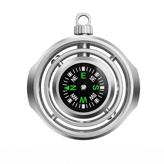 Fidget Spinner Busola Palm, Klevo, Tip Giroscop Rotativ, Model Pandativ / Breloc, Antistress, Aliaj Zinc, 48x42x12 mm, 21 gr, Silver