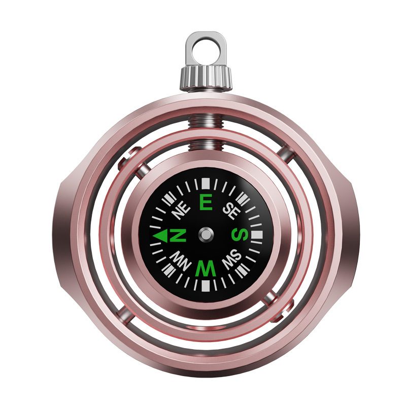 Fidget Spinner Busola Palm, Klevo, Tip Giroscop Rotativ, Model Pandativ / Breloc, Antistress, Aliaj Zinc, 48x42x12 mm, 21 gr, Rose Gold