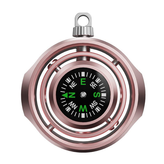 Fidget Spinner Busola Palm, Klevo, Tip Giroscop Rotativ, Model Pandativ / Breloc, Antistress, Aliaj Zinc, 48x42x12 mm, 21 gr, Rose Gold
