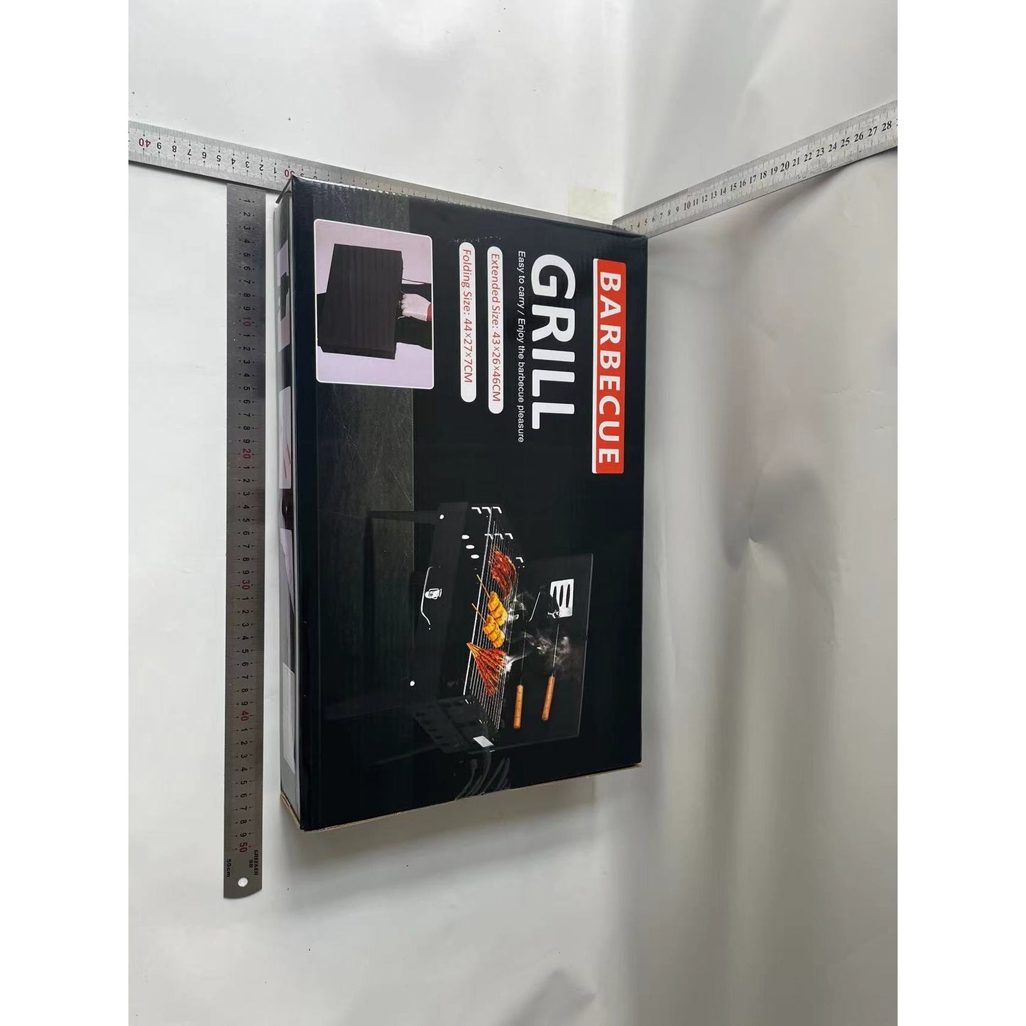 Gratar Portabil, Klevo, Pliabil, Tip Servieta, cu Accesorii pentru Gatit Incluse, Confectionat din Metal, 46x43x26 cm, Negru