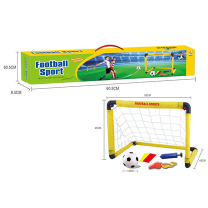 Set Poarta de Fotbal pentru Copii, Klevo, 45x60 cm, Minge, Cartonase, Pompa, Fluier, Interactiv, Distractiv, Galben