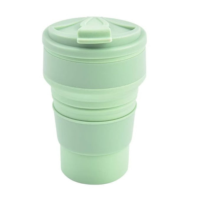 Pahar pliabil din silicon Klevo, pentru calatorii, camping, 500 ml, verde
