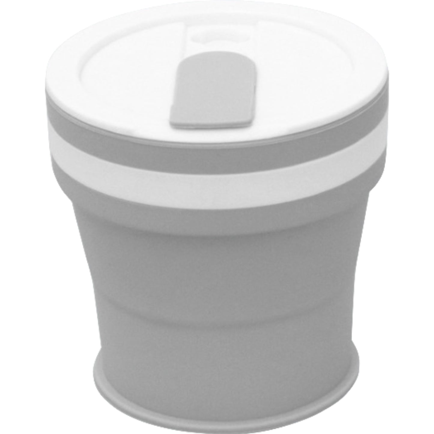 Pahar pliabil din silicon Klevo, prentru calatorii, 350 ml, pai inclus, 9 x 9.2 cm, gri