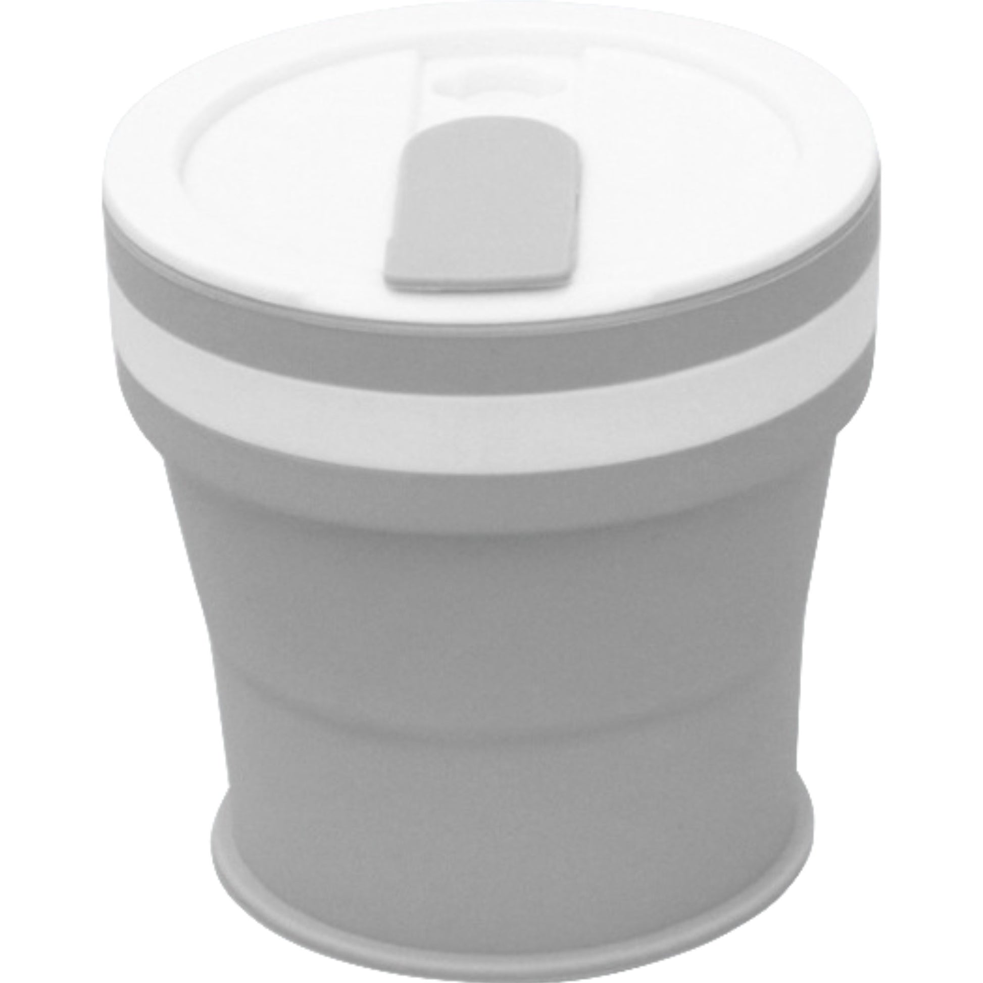 Pahar pliabil din silicon Klevo, prentru calatorii, 350 ml, pai inclus, 9 x 9.2 cm, gri