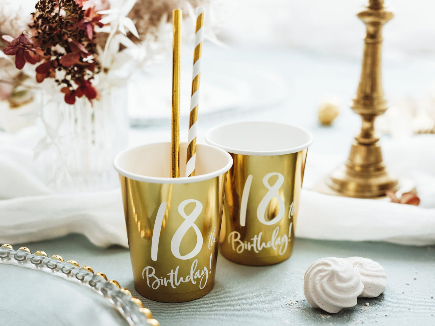 Pahare 18 ani, aurii, 220 ml (1 set. / 6 buc.)
