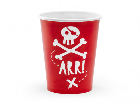 Pahare Pirates Party, roșii, 220 ml (1 set. / 6 buc.)