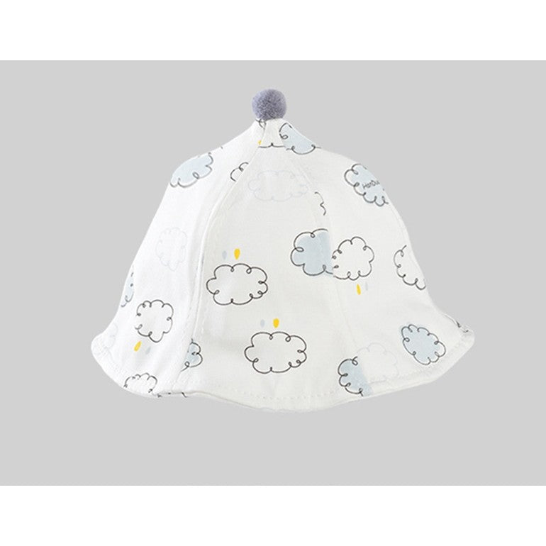 Palarie de Protectie pentru Bebelusi, Klevo, Model cu Norisori Albastri, Pescareasca, de Primavara si Toamna, cu Masca si Fermoar, 48 cm, pentru 6-12 Luni, Bleu