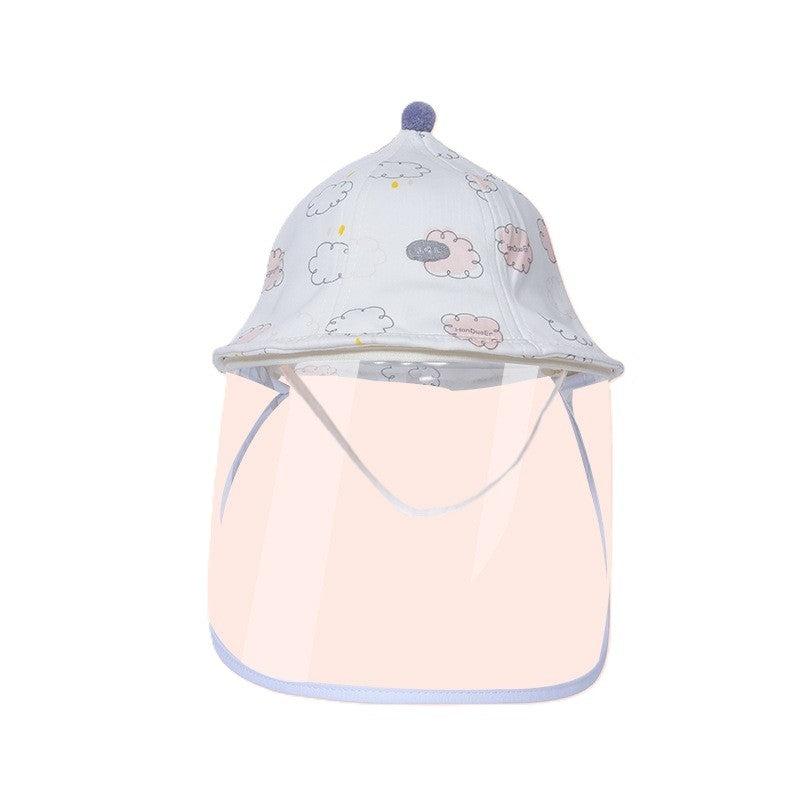 Palarie de Protectie pentru Bebelusi, Klevo, Model cu Norisori Roz, Pescareasca, de Primavara si Toamna, cu Masca si Fermoar, 48 cm, pentru 6-12 Luni, Roz