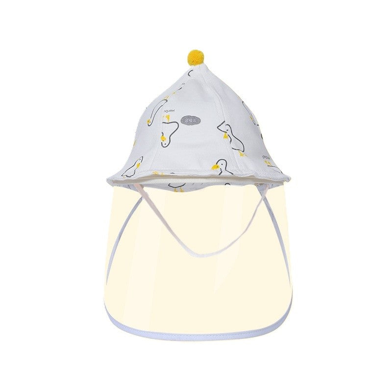 Palarie de Protectie pentru Bebelusi, Klevo, Model Ratuste, Pescareasca, de Primavara si Toamna, cu Masca si Fermoar, 48 cm, pentru 6-12 Luni, Alb