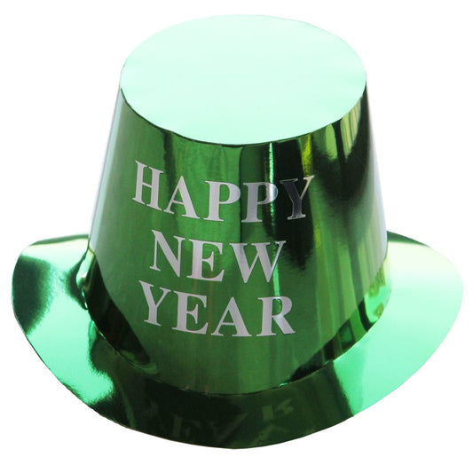 Palarie Happy New Year pentru Revelion, Klevo, Palarie Festiva de Anul Nou, Palarie Magica din Hartie, 29 x 25 x 15.5 cm, Colorata Sclipitor Verde