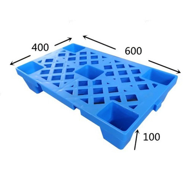 Palet de Transport, Klevo, 60 x 40 x 10 cm, din Plastic durabil, Palet pentru Stivuitor in Depozit, Rezistent la Umiditate, Grila Ingrosata, 5 Picioare, Albastru