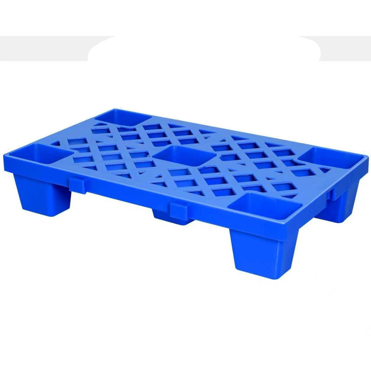 Palet de Transport, Klevo, 60 x 40 x 10 cm, din Plastic durabil, Palet pentru Stivuitor in Depozit, Rezistent la Umiditate, Grila Ingrosata, 5 Picioare, Albastru