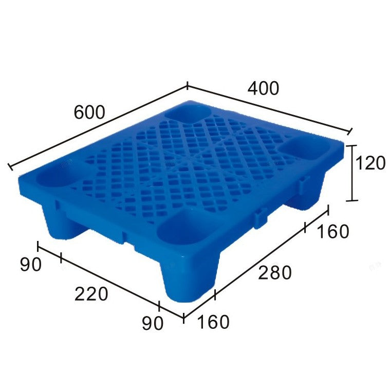 Palet de Transport, Klevo, 60 x 40 x 12 cm, din Plastic durabil, Palet pentru Stivuitor in Depozit, Rezistent la Umiditate, Grila Ingrosata, 4