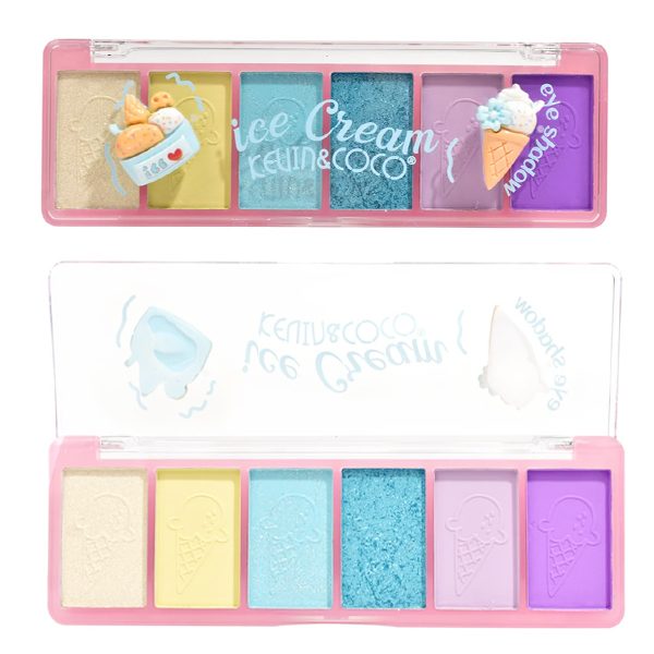 Paleta Farduri de Pleoape, Kevin&Coco, Paleta pentru Machiaj, 6 Nuante, Model Ice Cream, Mate si Sidefate, 13.5x4.4x2 cm, Multicolor