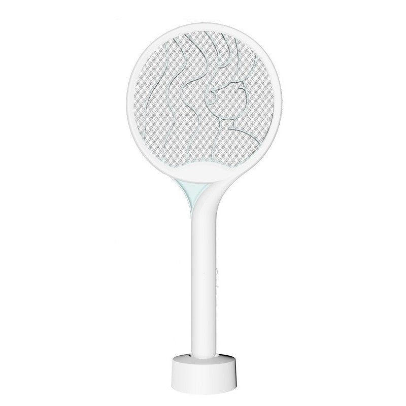 Paleta Electrica pentru Tantari, Muste si Tantari 2in1, Klevo, Reincarcabila, Incarcare USB, 2600V, Plastic, Casa si Gradina, Anti-insecte, Stand, 23x51 cm, Alb