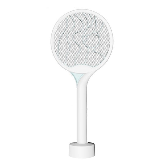 Paleta Electrica pentru Tantari, Muste si Tantari 2in1, Klevo, Reincarcabila, Incarcare USB, 2600V, Plastic, Casa si Gradina, Anti-insecte, Stand, 23x51 cm, Alb