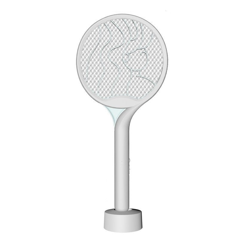 Paleta Electrica pentru Tantari, Muste si Tantari 2in1, Klevo, Reincarcabila, Incarcare USB, 2600V, Plastic, Casa si Gradina, Anti-insecte, Stand, 23x51 cm, Gri